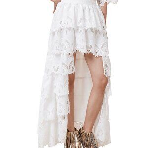 AllSaints Cavarly Embroidered Skirt in White, Size 4US